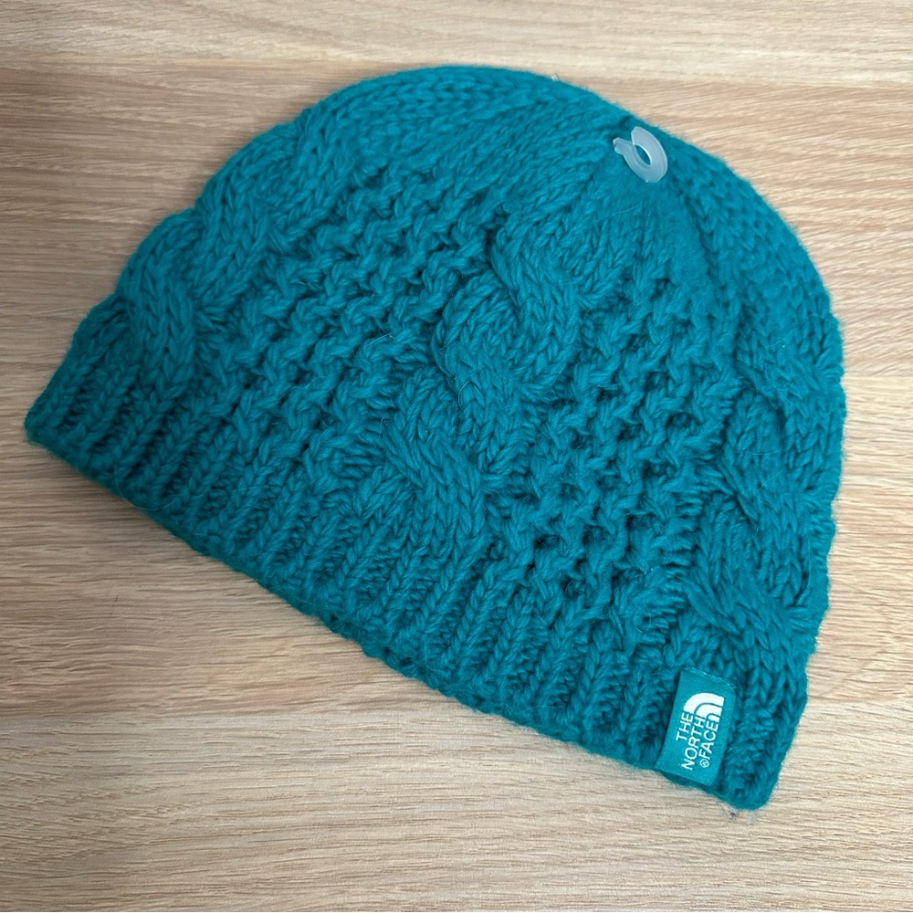 NWOT The North Face Knit Beanie Hat Green - Picture 2 of 9